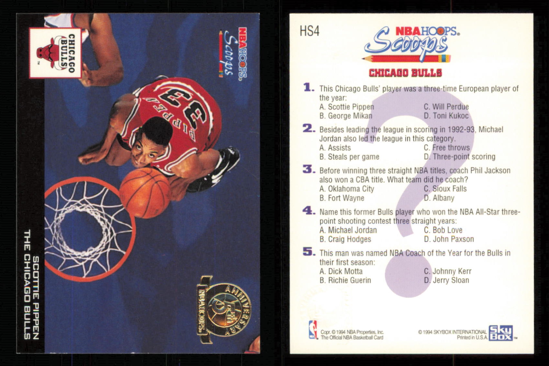 thumbnail 120  - 1993-94 ~ Hoops Fifth Anniversary Gold Basketball Insert ~ YOU PICK CARD