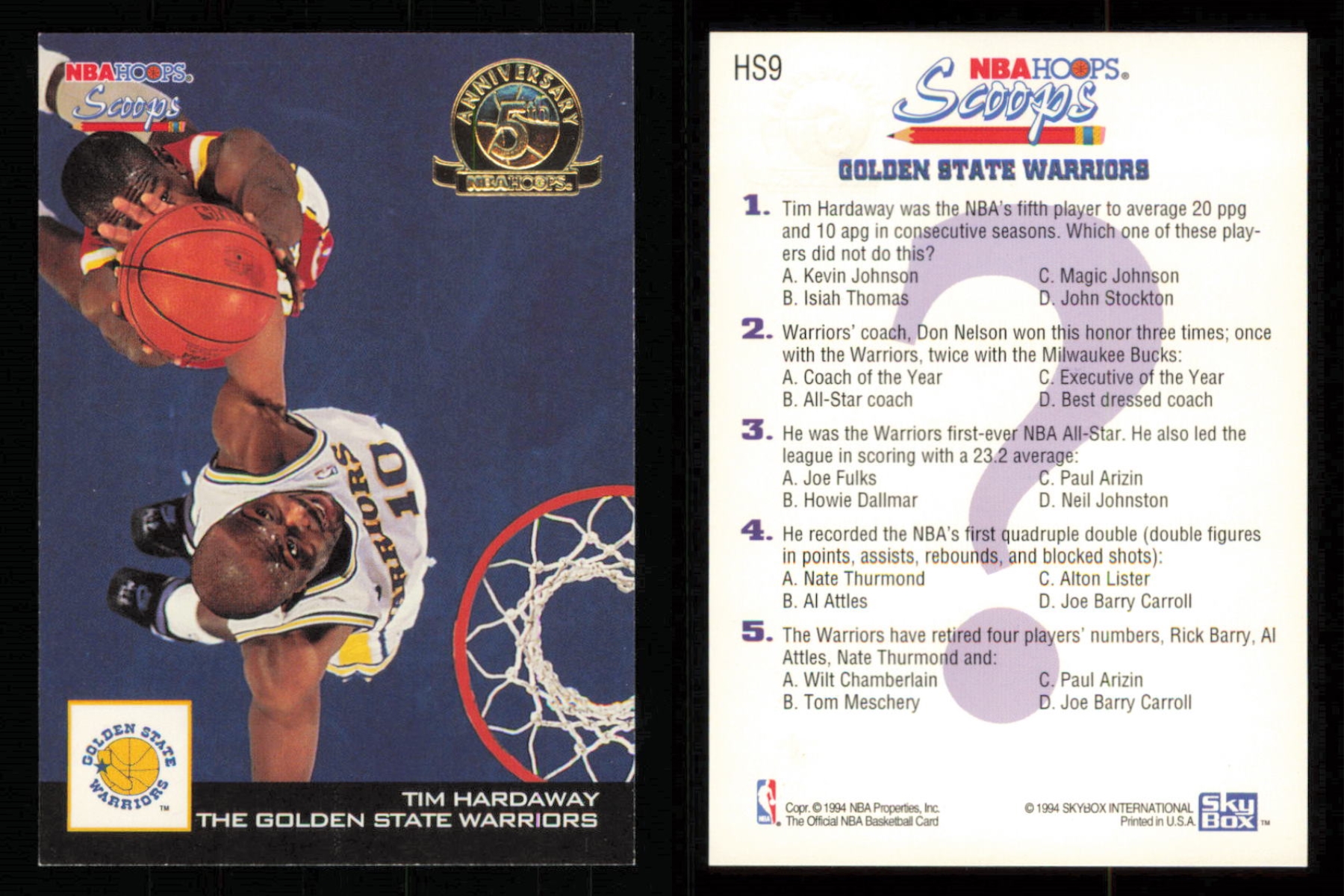 thumbnail 125  - 1993-94 ~ Hoops Fifth Anniversary Gold Basketball Insert ~ YOU PICK CARD