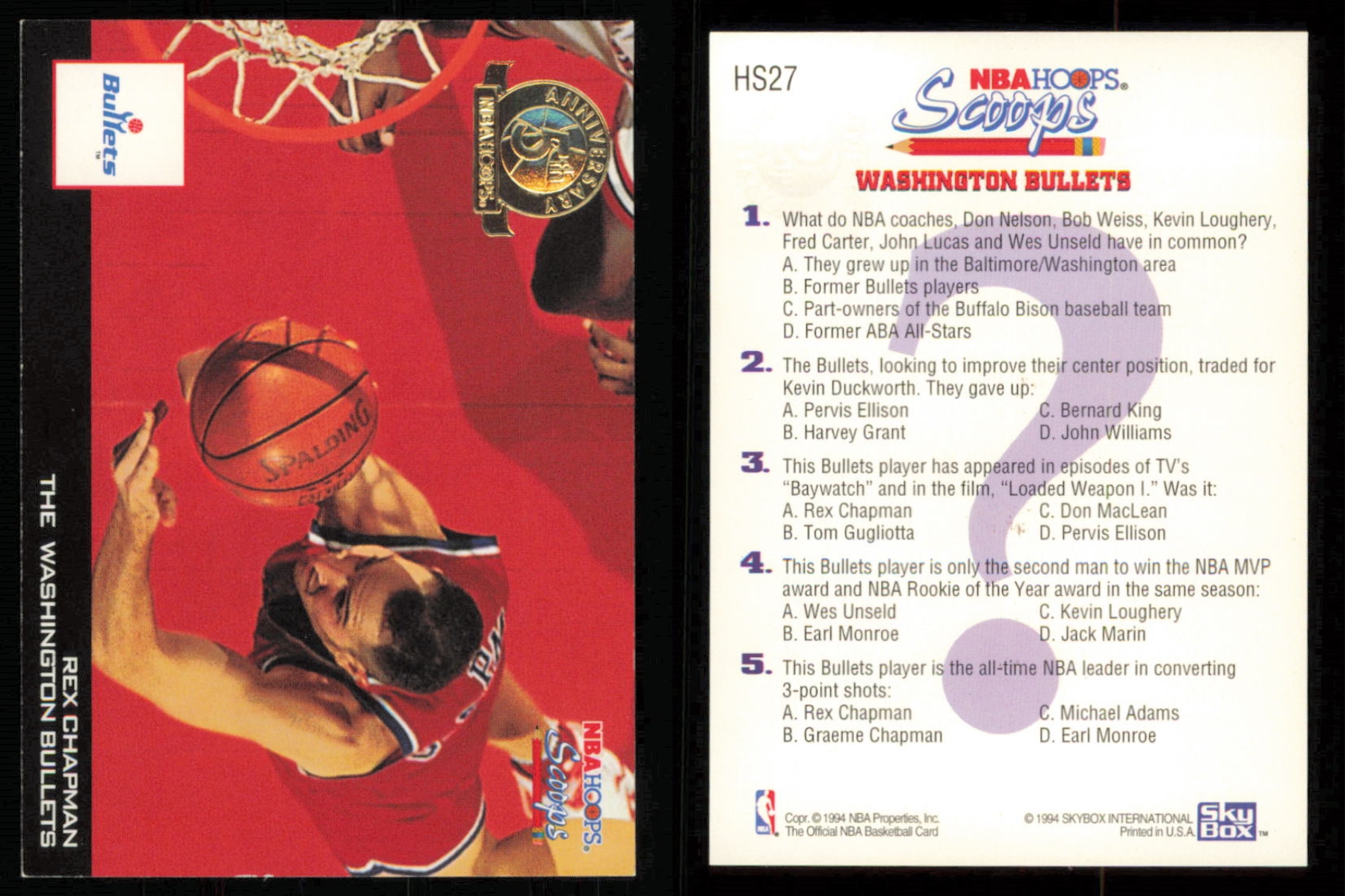 thumbnail 143  - 1993-94 ~ Hoops Fifth Anniversary Gold Basketball Insert ~ YOU PICK CARD