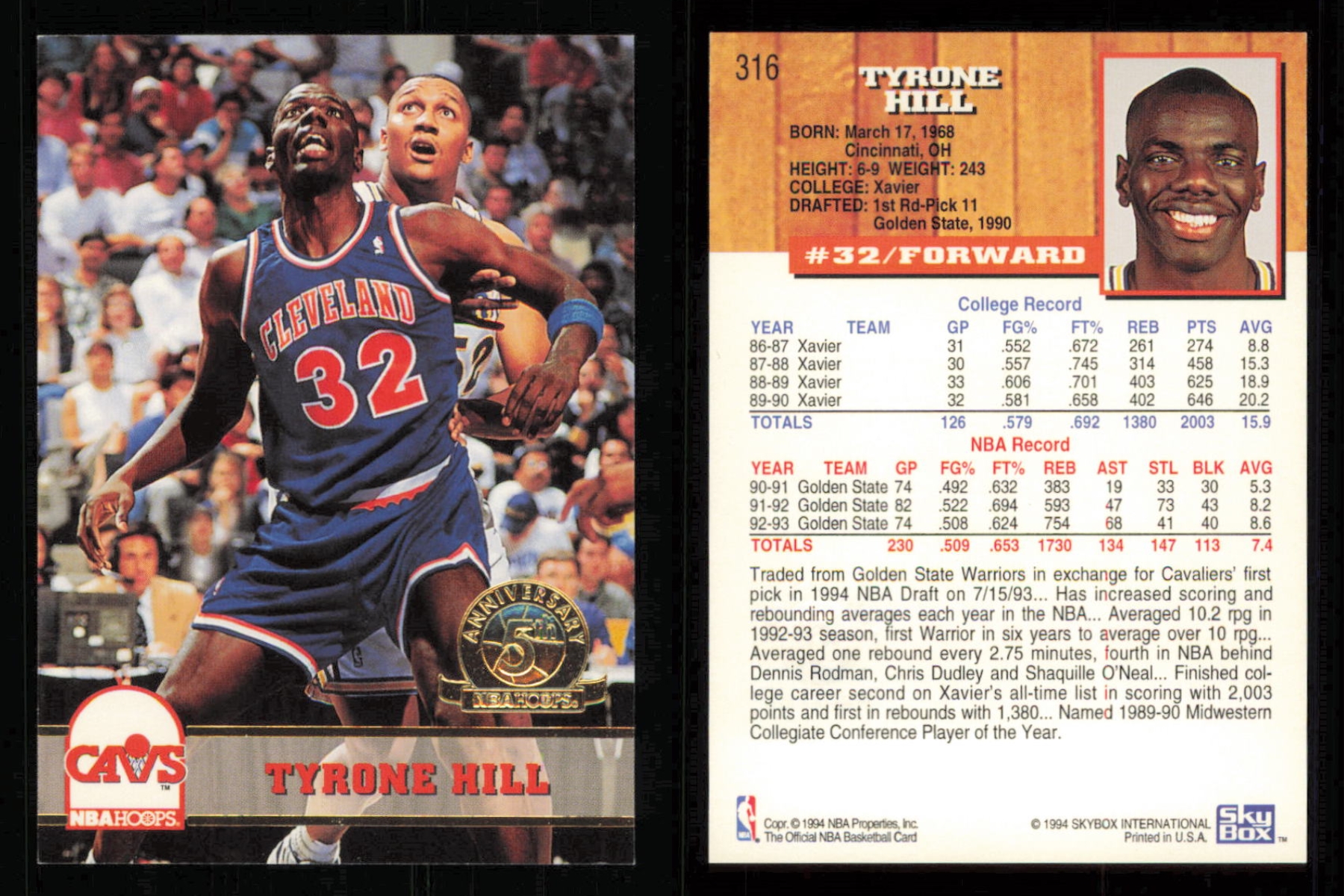 thumbnail 19  - 1993-94 ~ Hoops Fifth Anniversary Gold Basketball Insert ~ YOU PICK CARD