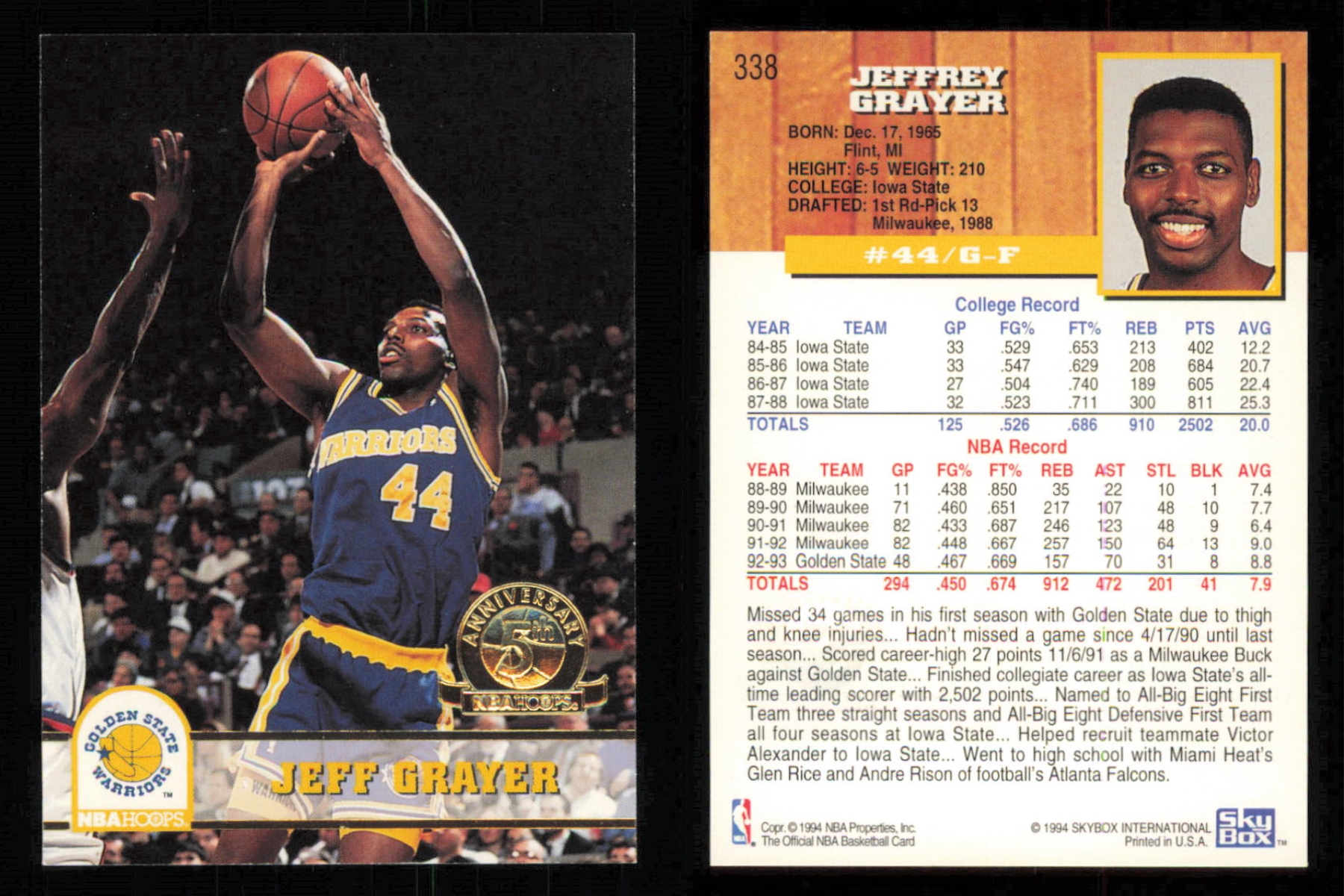 thumbnail 41  - 1993-94 ~ Hoops Fifth Anniversary Gold Basketball Insert ~ YOU PICK CARD